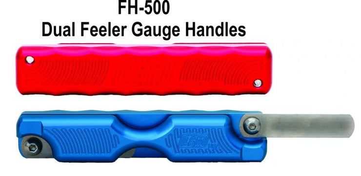 Holds two sets of your feeler gauges on the same end of the handle. 